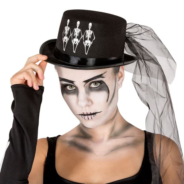 Skelet med tophat Halloweenkostume