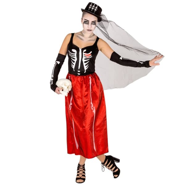 Skelet med tophat Halloweenkostume