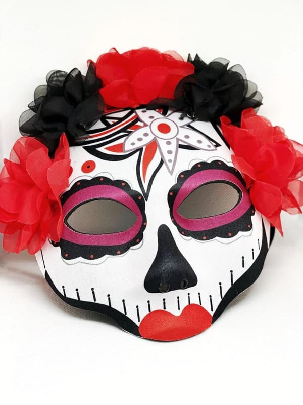 Skræmmende maske Mexico dag for de døde blomster senorita