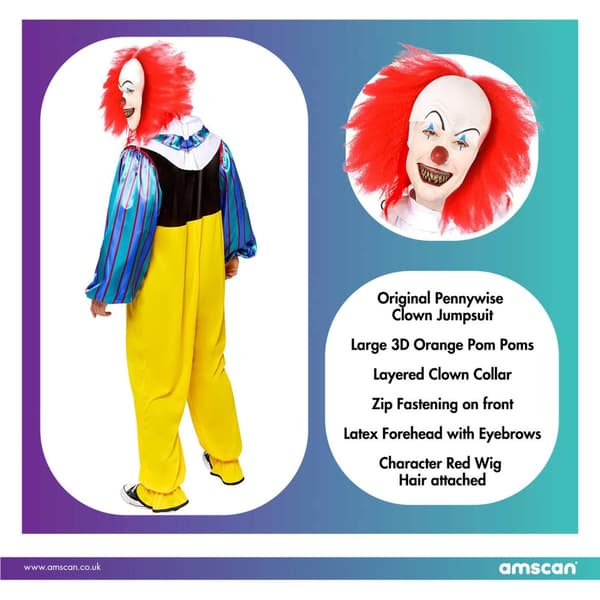 Pennywise it asu aikuisen standardkoko halloween pelle