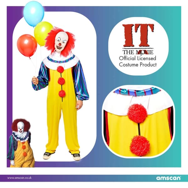 Pennywise it asu aikuisen standardkoko halloween pelle