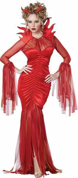 Djävulsk Diva Maskeraddräkt Halloween Röd XL