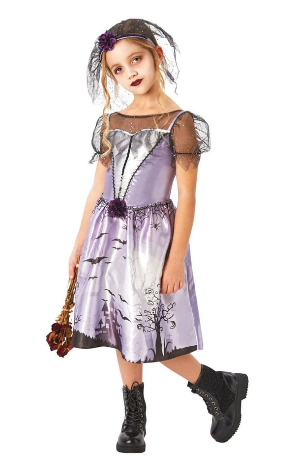 Morsiusmekko gootti 122/128 cl (5-6 v) halloween mekko noita