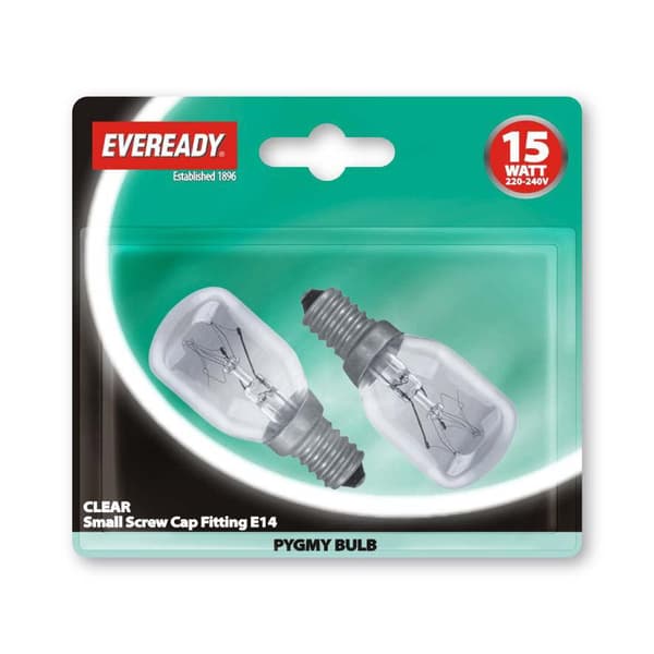 Eveready Pygmy SES glödlampa (2 st) Transparent 15w