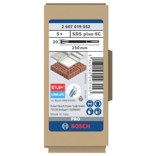 Bosch Accessories 2607019052 Platt mejsel Total längd 250 mm SDS-Plus 5 st