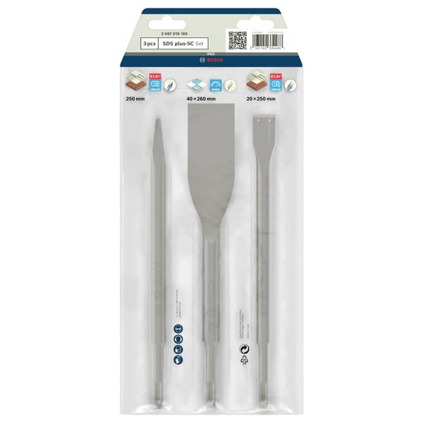 Bosch Accessories 2607019159 Mejselset 3 delar SDS-Plus 1 set