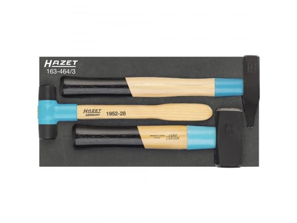 HAZET 163-464/3, Hammarset, Trä, Svart, Blå, Trä, 172 mm, 342 mm