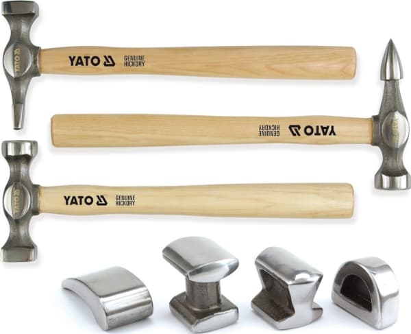 Yato YT-4590, hiiliteräs, puu, kromi, puu, 4,9 kg, 7 kpl