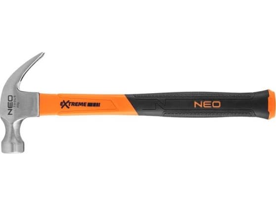 Carpenter's hammer NEO, 450 g, hardened steel, fiberglass handle with rubber