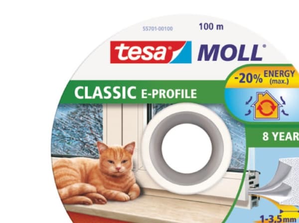 TESA PAKNING HVIT E - 100m 9mm