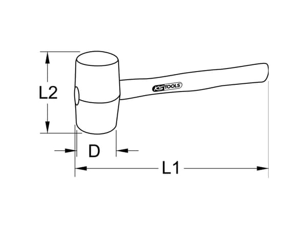 KS Tools 140.1236, Slegge, Tre, 1 stykker, 38 cm, 855 g, 735 g
