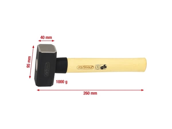 KS Tools 142.5100, Slägga, Stål, Trä, 26 cm, 1,1 kg, 1 kg