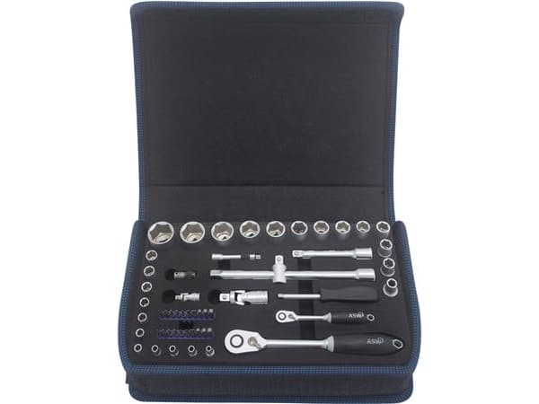 Hylsyavainsarja 1/4" + 1/2", jossa 53 osaa