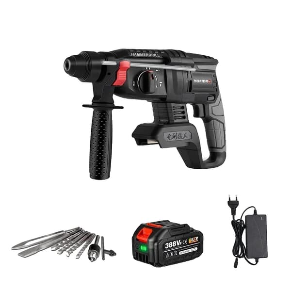Børsteløs Elektrisk Hammer, 6800RPM Tomgangshastighed, 26MM Borediameter,1X batteri mulighed 4