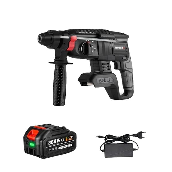 Børsteløs Elektrisk Hammer, 6800RPM Tomgangshastighed, 26MM Borediameter,1X batteri mulighed 3