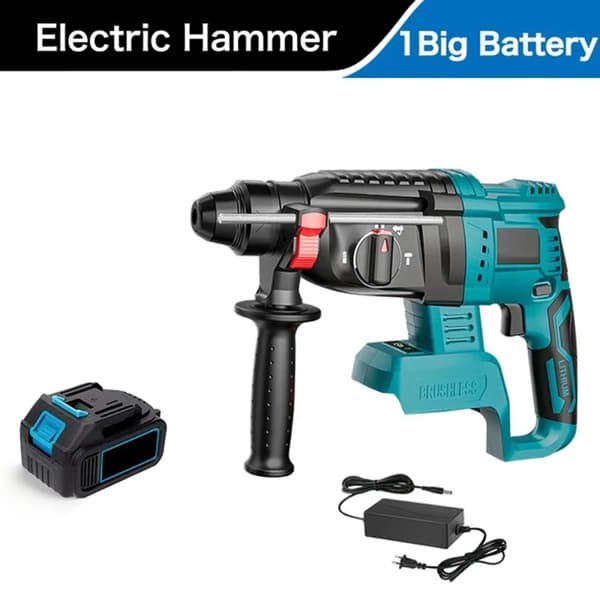 Elektrisk Hammer, 27 mm Maksimal Boremål, 0-1000 omdr./min Ubelastet Hastighed,Med 1 batteri
