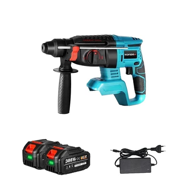 Elektrisk Hammerbor, 1680W Strøm, Trådløs Genopladelig,2Xbatteri mulighed 5, EU