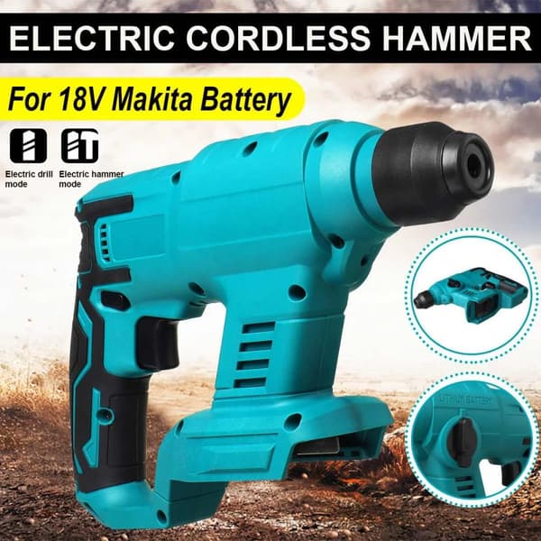 Genopladelig elektrisk hammer, 1000W effekt, 0-3600 omdr./min hastighed,EU, Ingen batteri