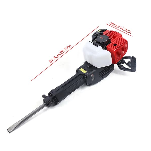 Gasdriven rivningshammare, 52CC kraft, justerbar slagenergi, kompakt design,Röd