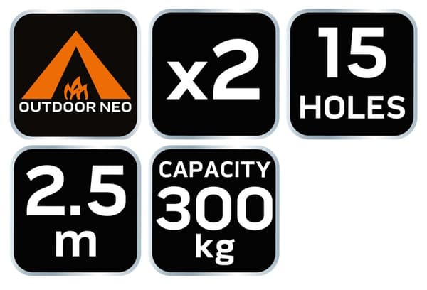 Hängmattor 2,5m 2 st 15 öljetter 300kg