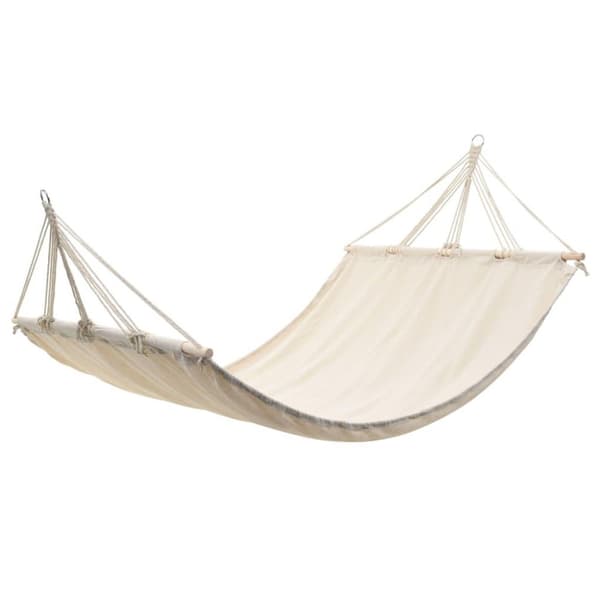 vidaXL Hængekøje med stang 210 x 150 cm creme