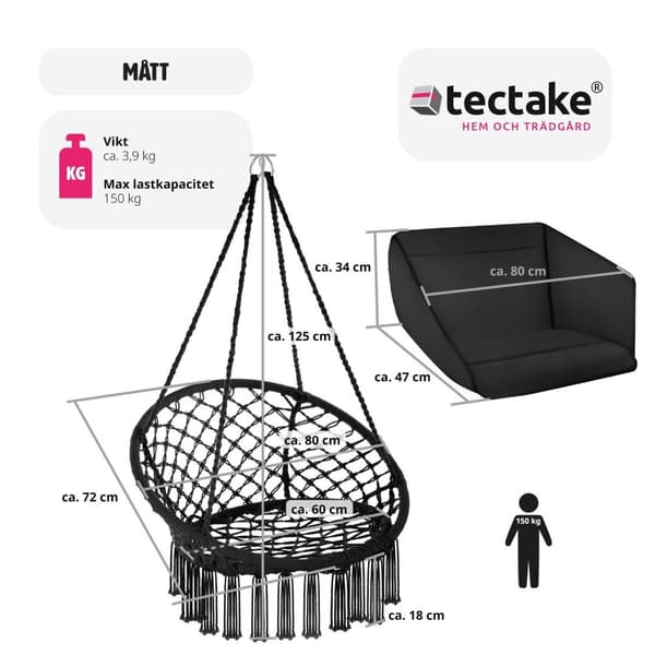 Hängstol Grazia - svart