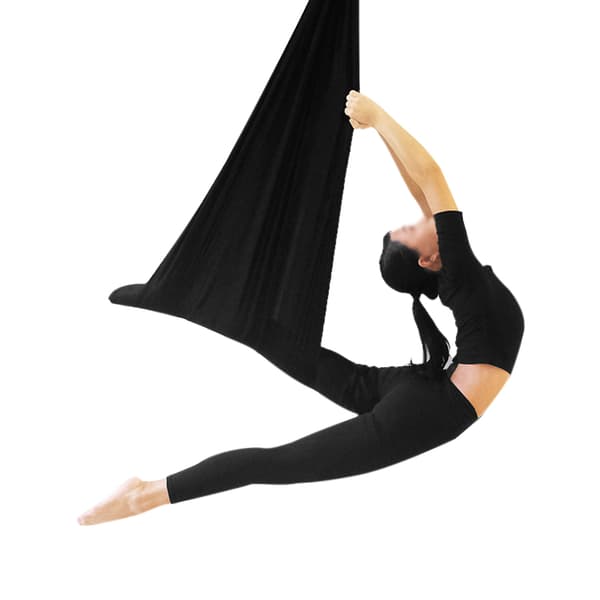 Yoga hammock 400x280cm med stretchremmar - Svart