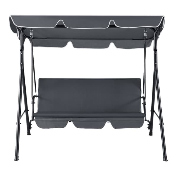 [en.casa] Hammock / Hollywoodgunga / Trädgårdssäng-med soltak-172x112x152cm-3 sits-pulverlackerat stål-mörkgrå-max.270kg