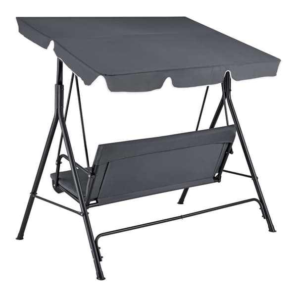 [en.casa] Hammock / Hollywoodgunga / Trädgårdssäng-med soltak-172x112x152cm-3 sits-pulverlackerat stål-mörkgrå-max.270kg