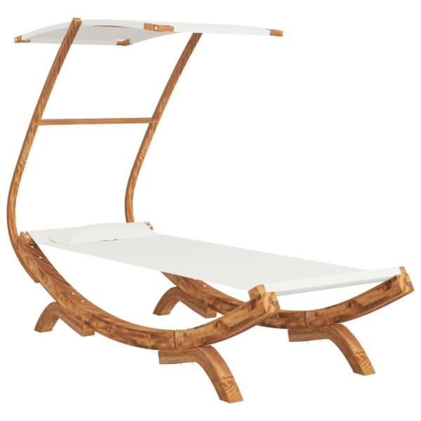 vidaXL Loungeseng med baldakin 100x190x134 cm bøyd heltre kremhvit
