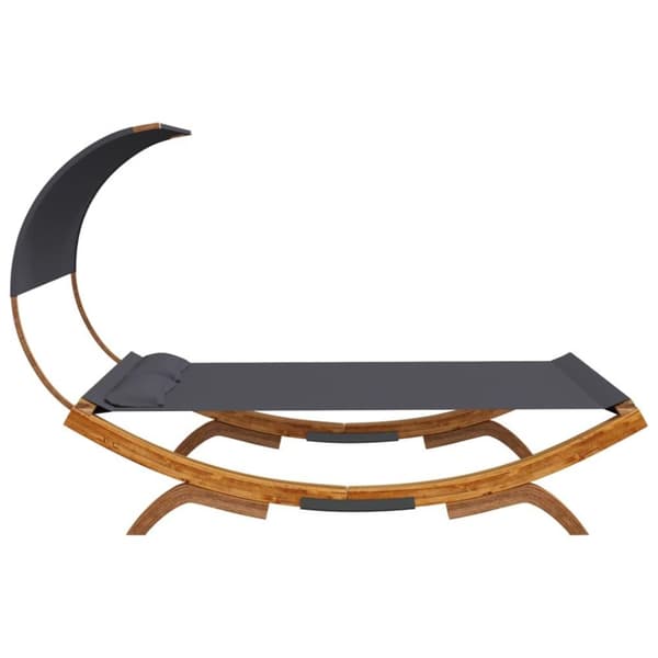 vidaXL Loungeseng med solskjerm 165x203x126 cm bøyd heltre antrasitt