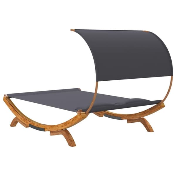 vidaXL Loungeseng med solskjerm 165x203x126 cm bøyd heltre antrasitt