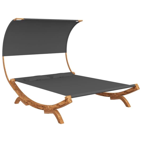 vidaXL Loungeseng med solskjerm 165x203x126 cm bøyd heltre antrasitt