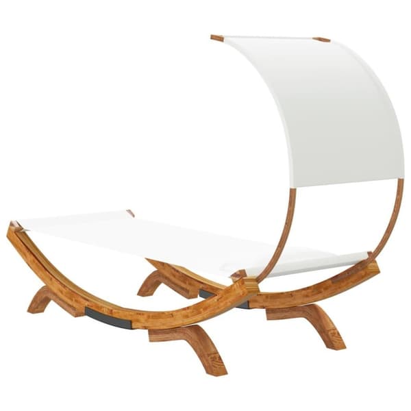 vidaXL Loungeseng med baldakin 100x200x126 cm bøyd heltre kremhvit
