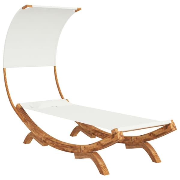vidaXL Loungeseng med baldakin 100x200x126 cm bøyd heltre kremhvit