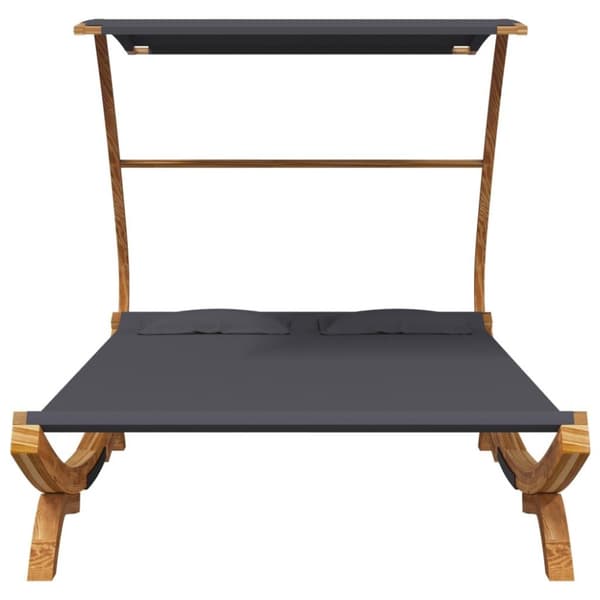 vidaXL Loungeseng med solskjerm 165x203x138 cm bøyd heltre antrasitt