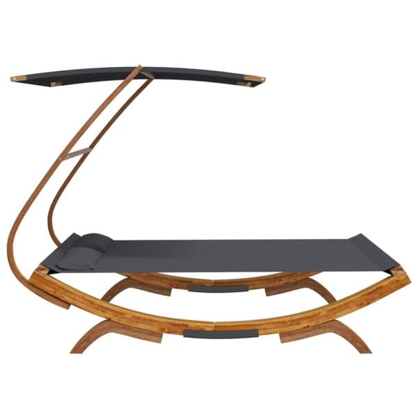 vidaXL Loungeseng med solskjerm 165x203x138 cm bøyd heltre antrasitt