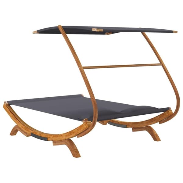 vidaXL Loungeseng med solskjerm 165x203x138 cm bøyd heltre antrasitt