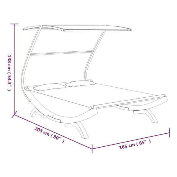vidaXL Loungeseng med solskjerm 165x203x138 cm bøyd heltre antrasitt