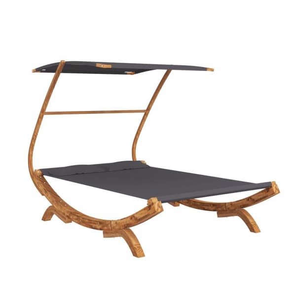 vidaXL Loungeseng med solskjerm 165x203x138 cm bøyd heltre antrasitt