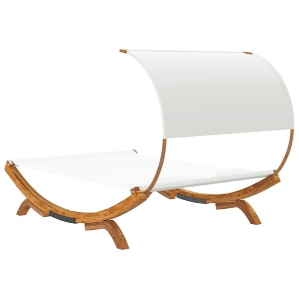 vidaXL loungeseng med baldakin 165x203x126 cm bøjet træ cremefarvet