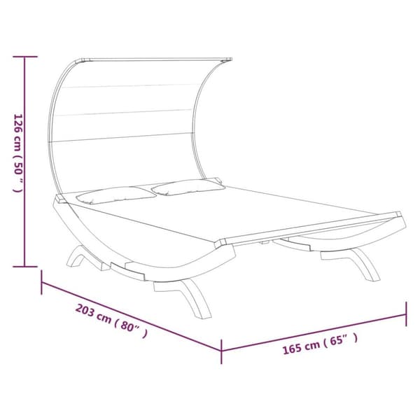 vidaXL loungeseng med baldakin 165x203x126 cm bøjet træ cremefarvet