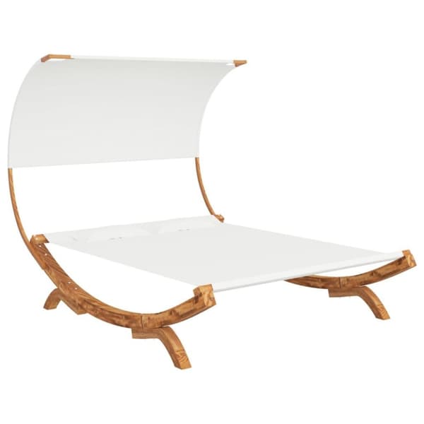 vidaXL loungeseng med baldakin 165x203x126 cm bøjet træ cremefarvet