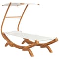 Miniatyrbillede 2 af 7: vidaXL loungeseng med baldakin 100x190x134 cm bøjet træ cremefarvet