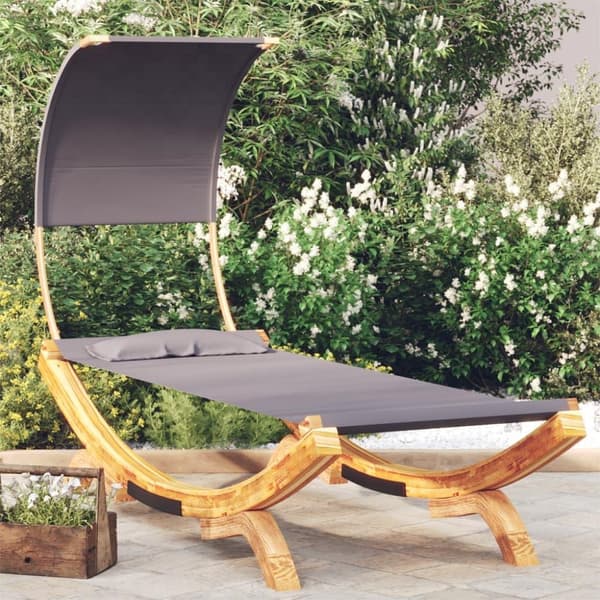 vidaXL loungeseng med baldakin 100x200x126 cm bøjet træ antracitgrå