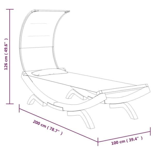vidaXL loungeseng med baldakin 100x200x126 cm bøjet træ antracitgrå