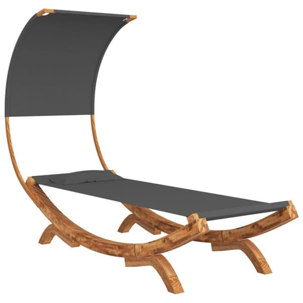 vidaXL loungeseng med baldakin 100x200x126 cm bøjet træ antracitgrå