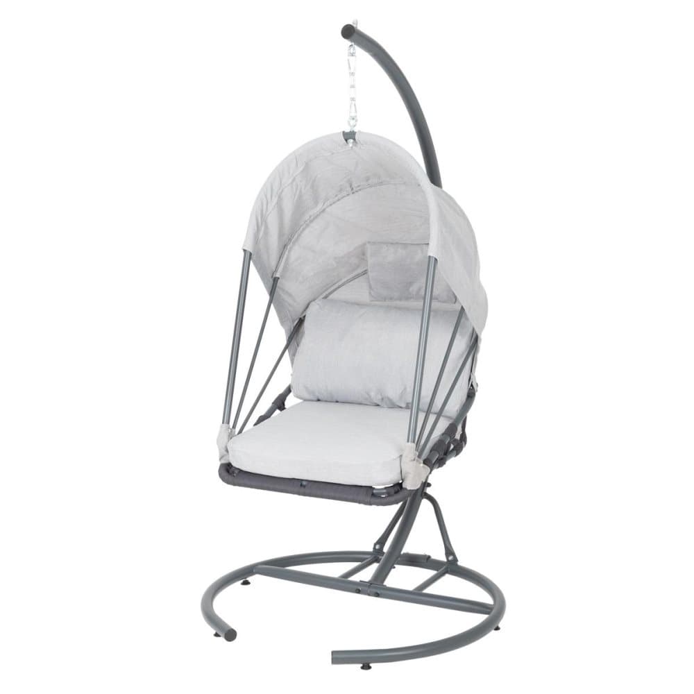 ECD-Germany hängande stol ram och kuddar, grått och vitt, hängande swing hängande stol ampel hängande stol stålram, Folding korg fläta hängande stol
