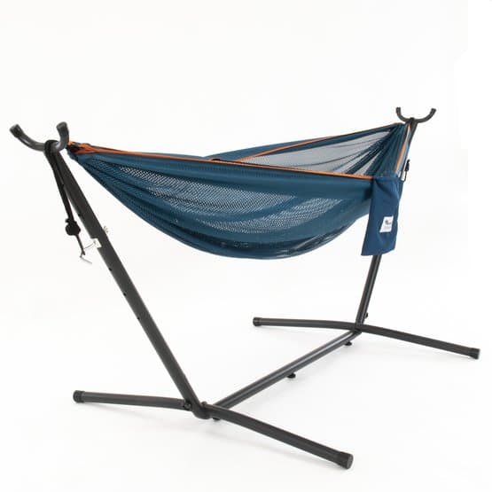 Vivere - Mesh hængekøje med stativ (250 Cm) - Blå/Orange