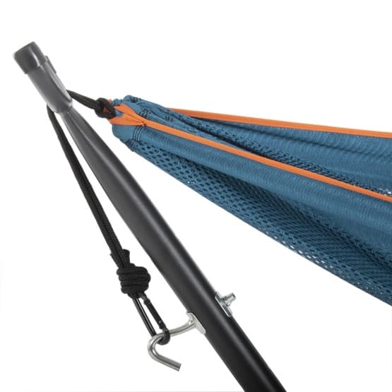 Vivere - Mesh hængekøje med stativ (250 Cm) - Blå/Orange